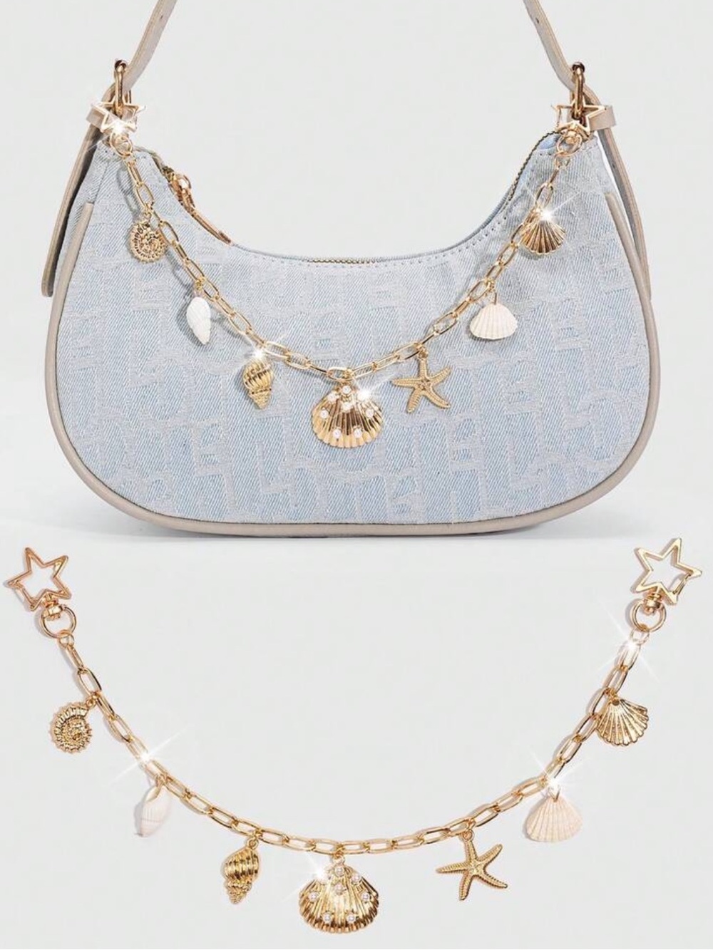 NEW Gold Seashell/Starfish Bag Charm Accessory
